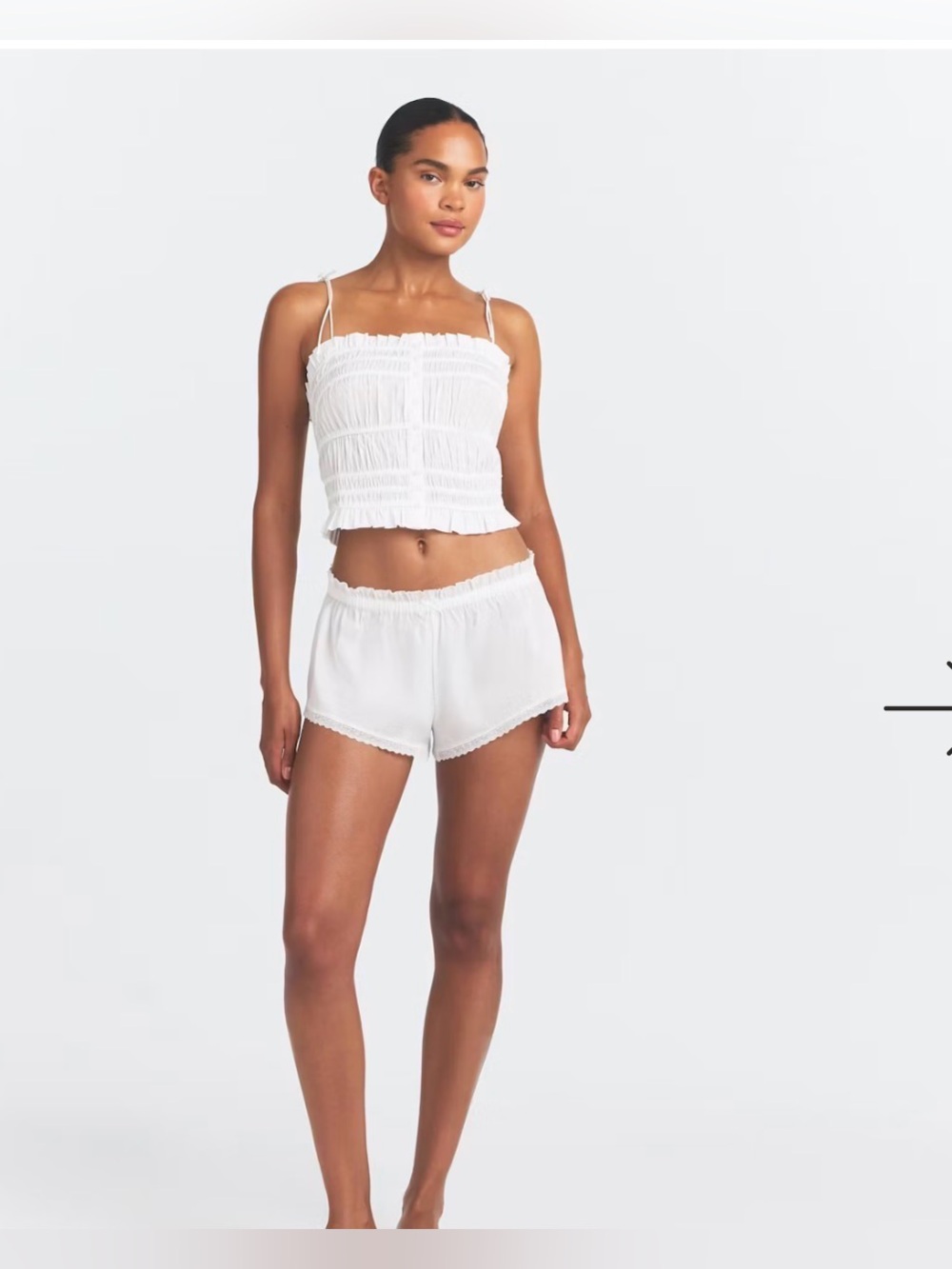 SKIMS POPLIN APPAREL RUFFLE CAMI STYLE: TP-TNK-12210W COLOR: SNOW SIZE: XS